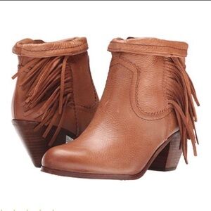 Sam Edelman Louie Fringe Saddle Leather Ankle Bootie Size 9